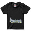 tシャツ キッズ 半袖 黒地 ブラック デザイン 90 100 110 120 130 140 150 160 Tシャツ ティーシャツ T shirt 014656 風景 景色 カラフル(4)