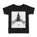 tシャツ キッズ 半袖 黒地 ブラック デザイン 90 100 110 120 130 140 150 160 Tシャツ ティーシャツ T shirt 014684 クリスマス ツリー