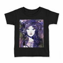 tシャツ キッズ 半袖 黒地 ブラック デザイン 90 100 110 120 130 140 150 Tシャツ ティーシャツ T shirt 014717 人物　色彩