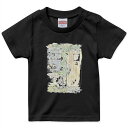 tシャツ キッズ 半袖 黒地 ブラック デザイン 90 100 110 120 130 140 150 Tシャツ ティーシャツ T shirt 014739 猫　イラスト　動物