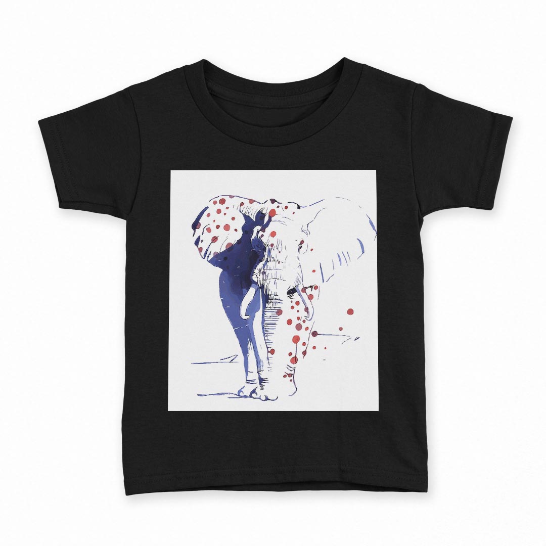 tシャツ キッズ 半袖 黒地 ブラック デザイン 90 100 110 120 130 140 150 Tシャツ ティーシャツ T shirt 014750 像　動物　おしゃれ