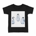 tシャツ キッズ 半袖 黒地 ブラック デザイン 90 100 110 120 130 140 150 Tシャツ ティーシャツ T shirt 014775 ペンギン　かわいい　動物