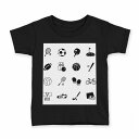 tシャツ キッズ 半袖 黒地 ブラック デザイン 90 100 110 120 130 140 150 160 Tシャツ ティーシャツ T shirt 014883 スポーツ アイコン 黒(4)