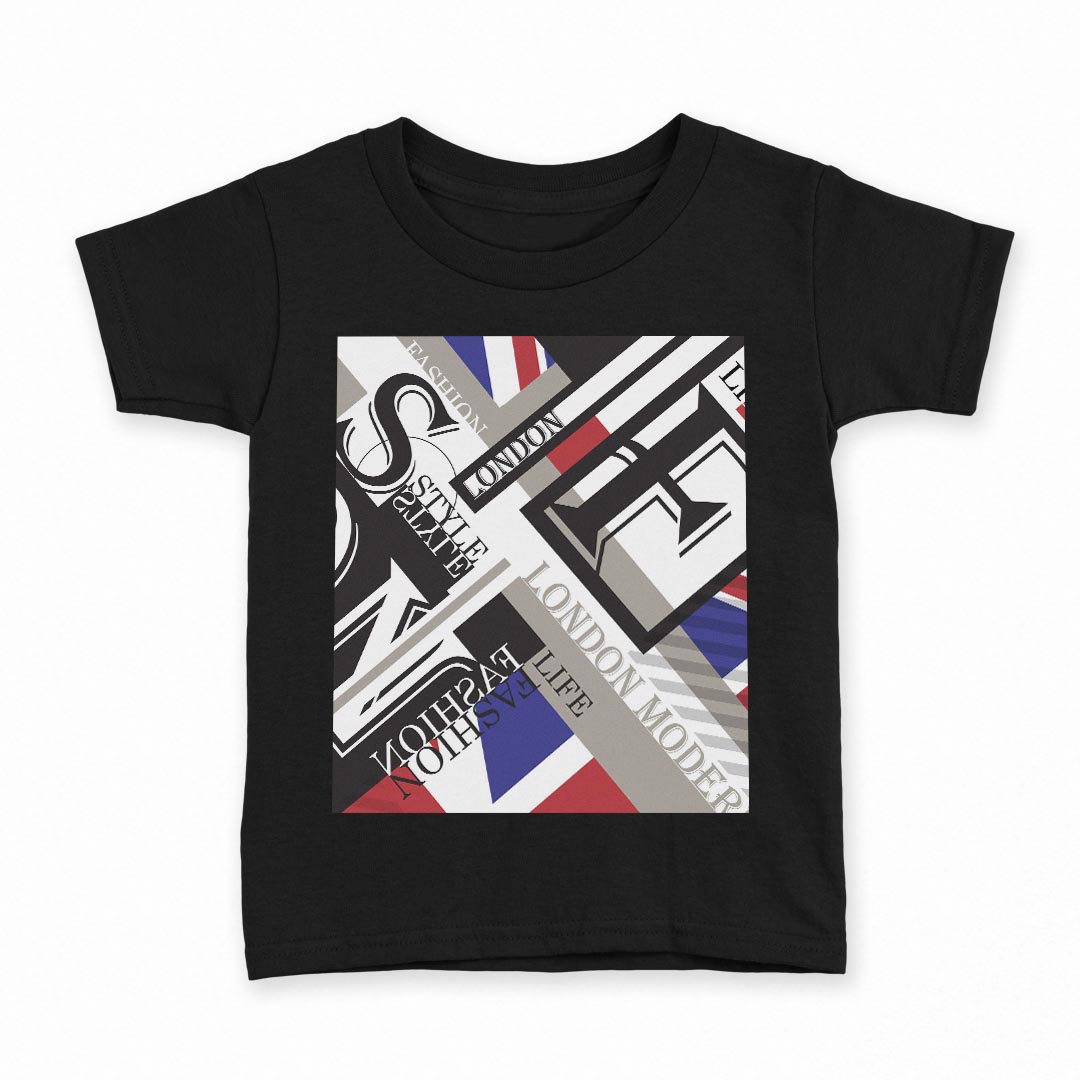 tシャツ キッズ 半袖 黒地 ブラック デザイン 90 100 110 120 130 140 150 160 Tシャツ ティーシャツ T shirt 014965 ユニオンジャック　イラスト　外国　英字
