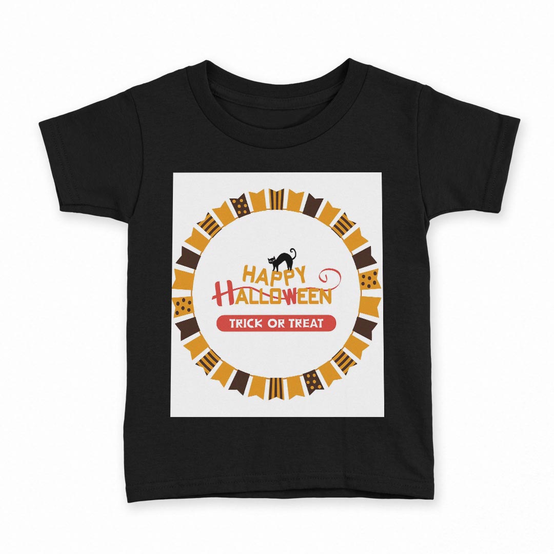 楽天kabeコレtシャツ キッズ 半袖 黒地 ブラック デザイン 90 100 110 120 130 140 150 160 Tシャツ ティーシャツ T shirt 015411 ハロウィン　カボチャ　お菓子　英字