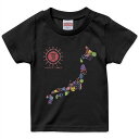 tシャツ キッズ 半袖 黒地 ブラック デザイン 90 100 110 120 130 140 150 Tシャツ ティーシャツ T shirt 015427 日本地図　日本語　夏　季節