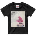 tシャツ キッズ 半袖 黒地 ブラック デザイン 90 100 110 120 130 140 150 Tシャツ ティーシャツ T shirt 015501 車　ハート　ピンク