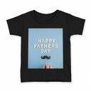 tシャツ キッズ 半袖 黒地 ブラック デザイン 90 100 110 120 130 140 150 160 Tシャツ ティーシャツ T shirt 015504 父の日 英字 モノクロ ひげ