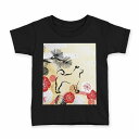 tシャツ キッズ 半袖 黒地 ブラック デザイン 90 100 110 120 130 140 150 160 Tシャツ ティーシャツ T shirt 015637 鶴 和柄 和風(4)