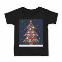 tシャツ キッズ 半袖 黒地 ブラック デザイン 90 100 110 120 130 140 150 160 Tシャツ ティーシャツ T shirt 015811 クリスマスツリー 冬 木