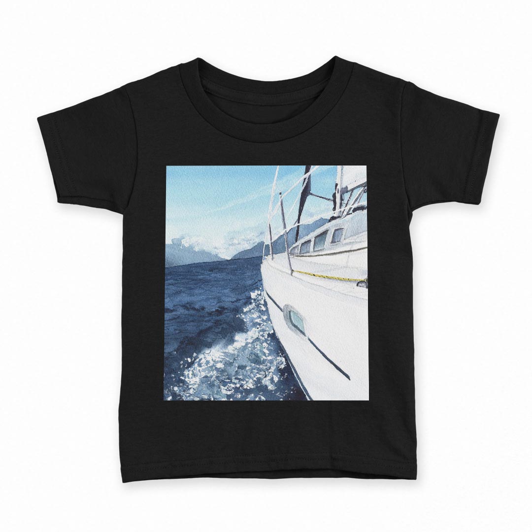 Rakuten - tシャツ キッズ 半袖 黒地 ブラック デザイン 90 100 110 120 130 140 150 160 Tシャツ ティーシャツ T shirt 015829 船　海　写真