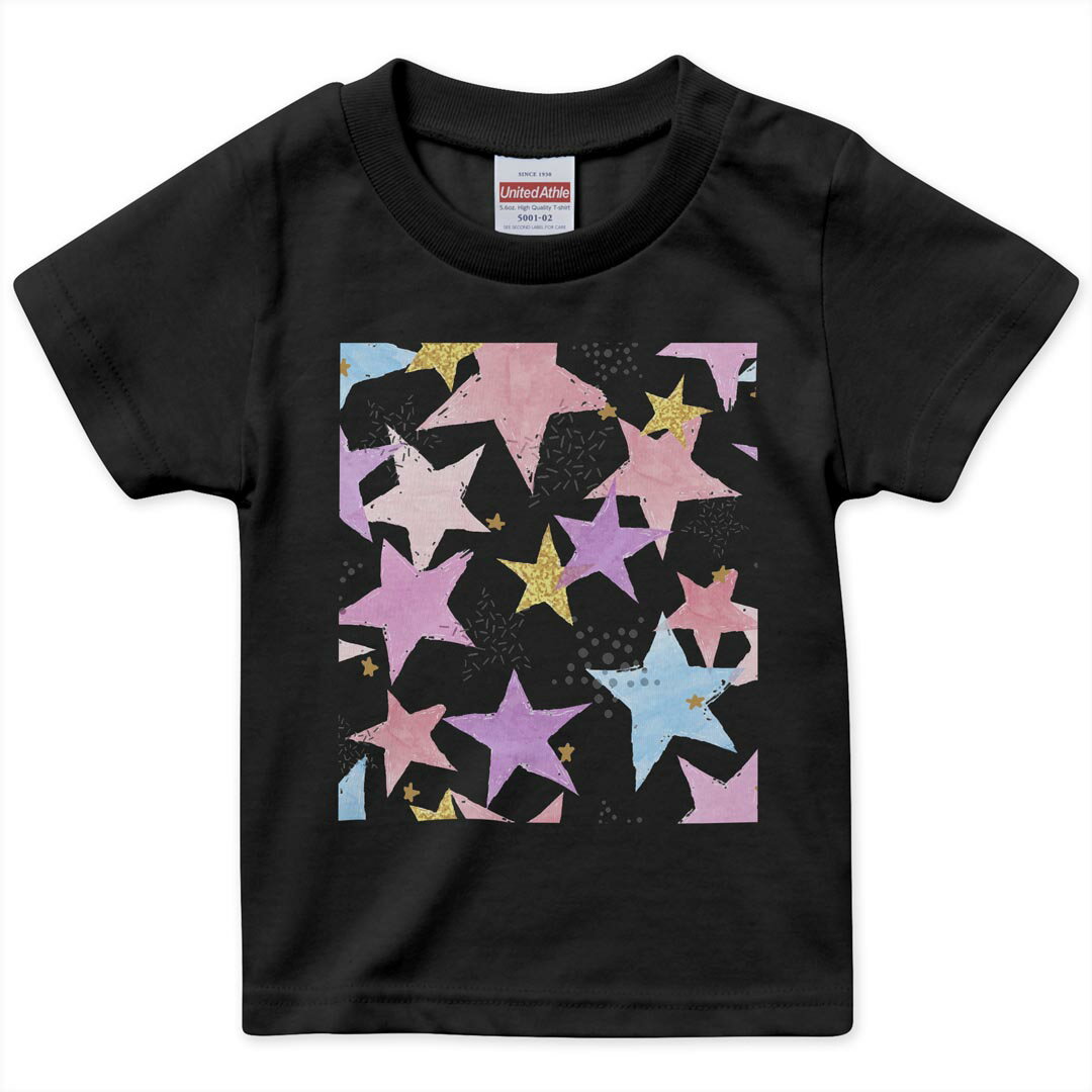 tシャツ キッズ 半袖 黒地 ブラック デザイン 90 100 110 120 130 140 150 160 Tシャツ ティーシャツ T..