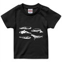 tシャツ キッズ 半袖 黒地 ブラック デザイン 90 100 110 120 130 140 150 160 Tシャツ ティーシャツ T shirt 016054 魚 シャチ くじら(4)