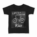 tシャツ キッズ 半袖 黒地 ブラック デザイン 90 100 110 120 130 140 150 160 Tシャツ ティーシャツ T shirt 016137 自転車 モノクロ