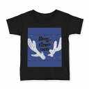 tシャツ キッズ 半袖 黒地 ブラック デザイン 90 100 110 120 130 140 150 Tシャツ ティーシャツ T shirt 016284 クリスマス　角