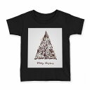 tシャツ キッズ 半袖 黒地 ブラック デザイン 90 100 110 120 130 140 150 160 Tシャツ ティーシャツ T shirt 016368 クリスマス ツリー