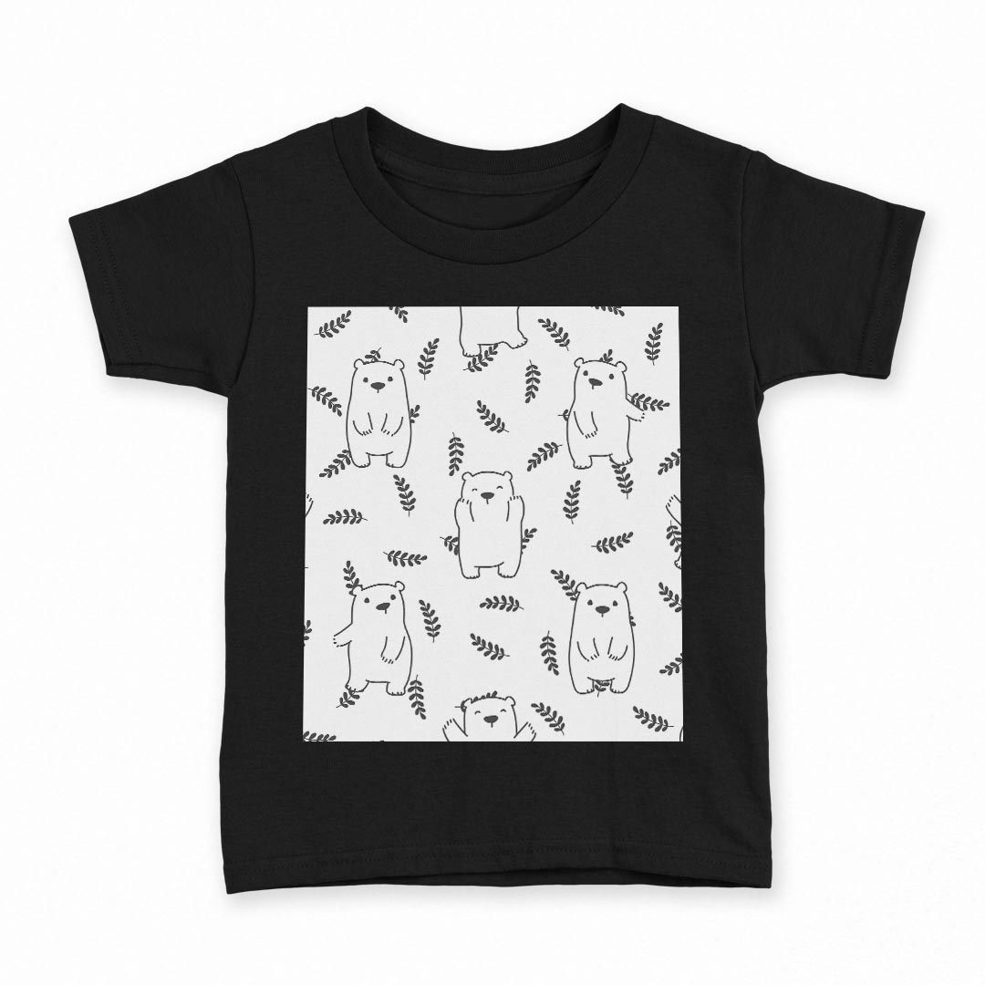 tシャツ キッズ 半袖 黒地 ブラック デザイン 90 100 110 120 130 140 150 160 Tシャツ ティーシャツ T shirt 016438 シロクマ 動物