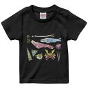 tシャツ キッズ 半袖 黒地 ブラック デザイン 90 100 110 120 130 140 150 160 Tシャツ ティーシャツ T shirt 016460 鯉のぼり こどもの日 柏餅