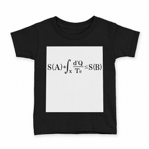 tシャツ キッズ 半袖 黒地 ブラック デザイン 90 100 110 120 130 140 150 160 Tシャツ ティーシャツ T shirt 017710 方程式 熱力学第二法則 エントロピー増大則 方程式