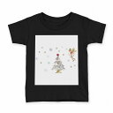 tシャツ キッズ 半袖 黒地 ブラック デザイン 90 100 110 120 130 140 150 160 Tシャツ ティーシャツ T shirt 017827 クリスマス ツリー 雪 天使 クリスマス