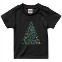 tシャツ キッズ 半袖 黒地 ブラック デザイン 90 100 110 120 130 140 150 160 Tシャツ ティーシャツ T shirt 017829 クリスマス ツリー 雪の結晶 クリスマス