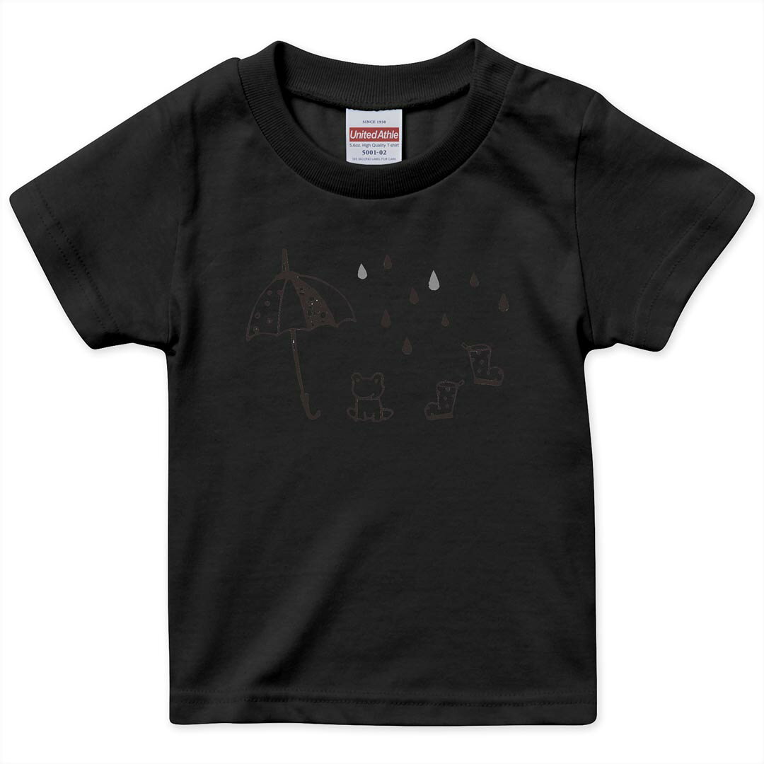 tシャツキッズ半袖黒地ブラックデザ...