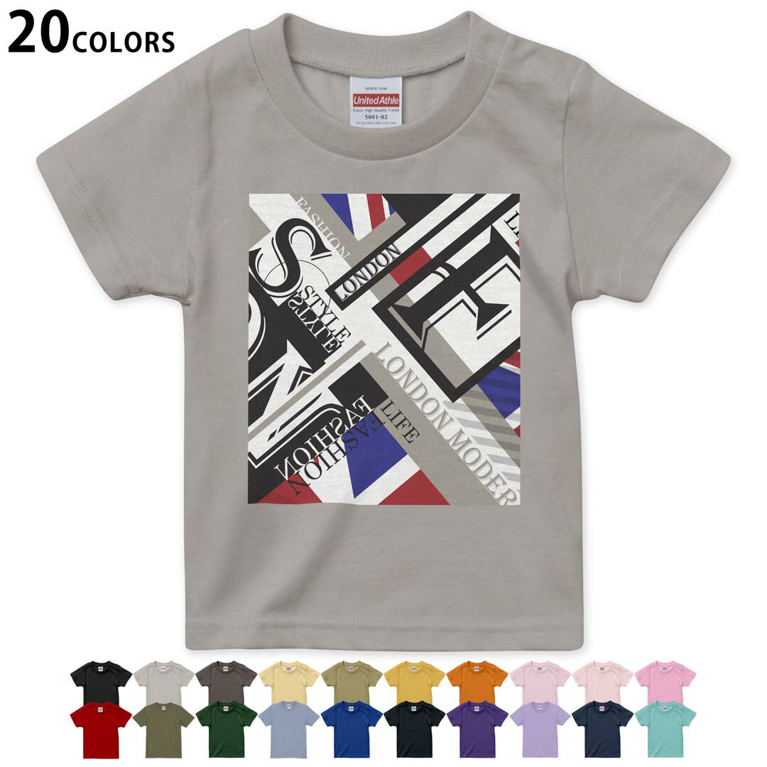 選べる20カラー tシャツ キッズ 半袖 カラー デザイン 90 100 110 120 130 140 150 160 Tシャツ ティーシャツ T shirt 014965 ユニオンジャック　イラスト　外国　英字