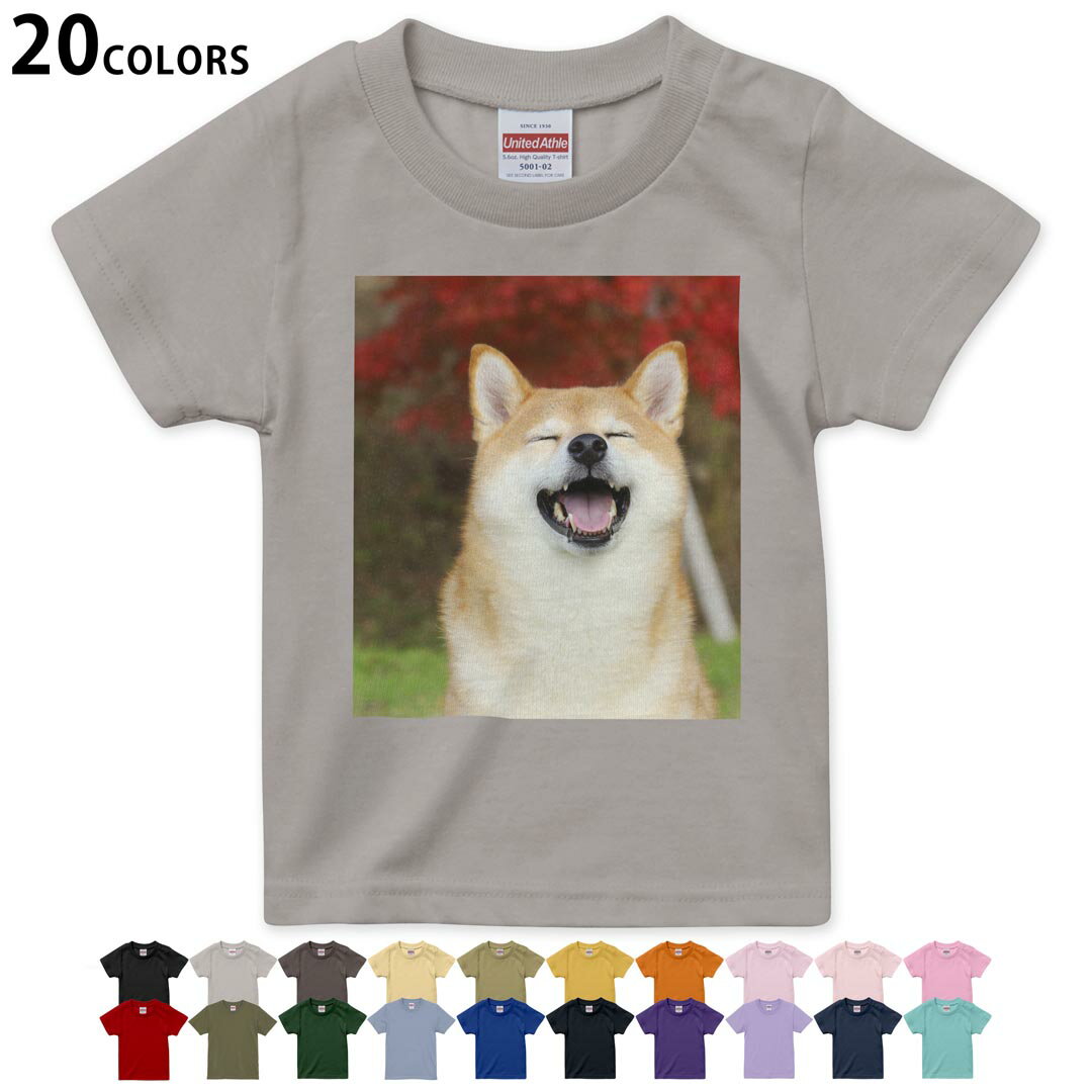 選べる20カラー tシャツ キッズ 半袖 カラー デザイン 90 100 110 120 130 140 150 160 Tシャツ ティーシャツ T shirt 015611 犬　かわいい　柴犬