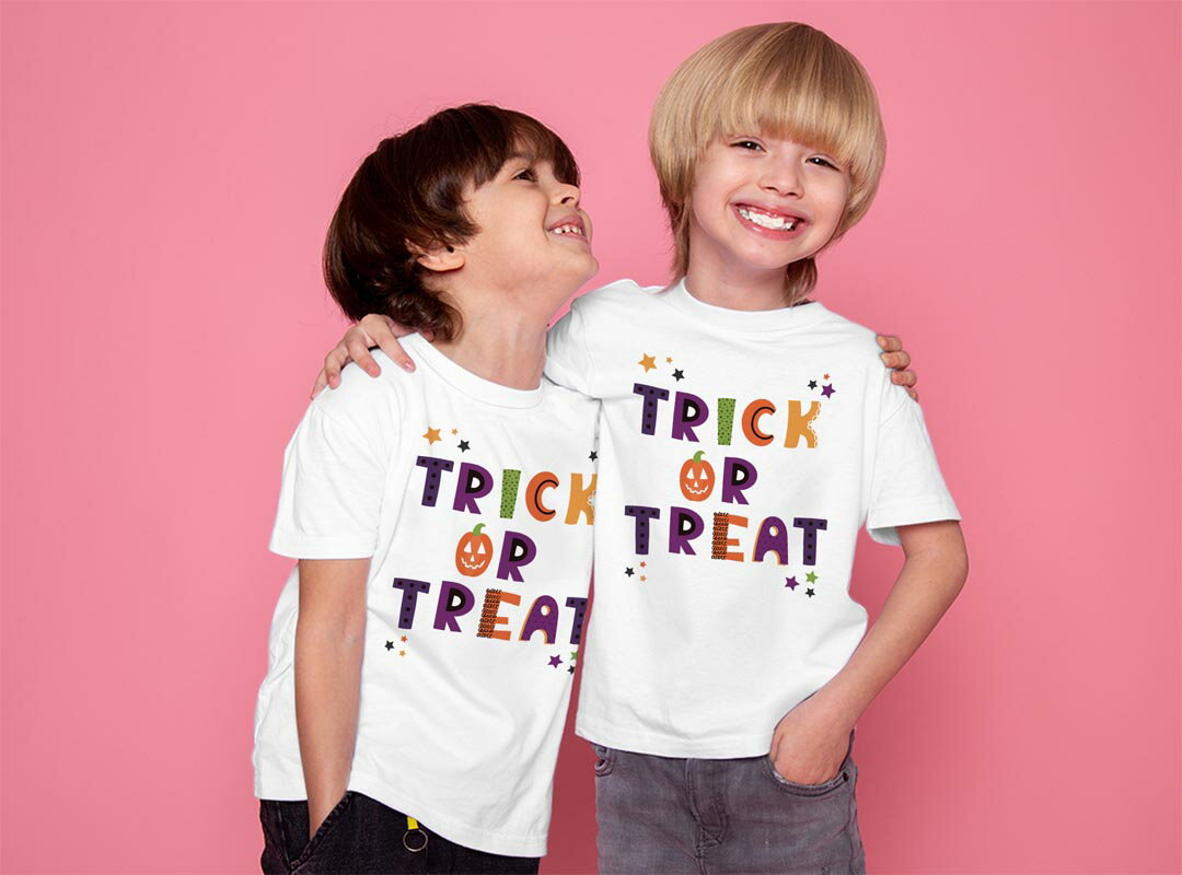 ドライTシャツ 吸水 速乾 DRY 選べる18カラー 4サイズ キッズ 半袖 デザインドライTシャツ スポーツ ゆったり デザイン 120サイズ 130サイズ 140サイズ 150サイズ 160サイズ 017501 trick or trat　英字　カラフル