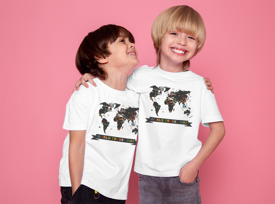 ドライTシャツ 吸水 速乾 DRY 選べる18カラー 4サイズ キッズ 半袖 デザインドライTシャツ スポーツ ゆったり デザイン 120サイズ 130サイズ 140サイズ 150サイズ 160サイズ 017538 地図　map　ブラック kabekore-11385288 kabeコレ サンプル画像2