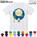 ドライTシャツ 吸水 速乾 DRY 選べる18カラー 4サイズ キッズ 半袖 デザインドライTシャツ スポーツ ゆったり デザイン 120サイズ 130サイズ 140サイズ 150サイズ 160サイズ 015859 お月見 うさぎ 秋