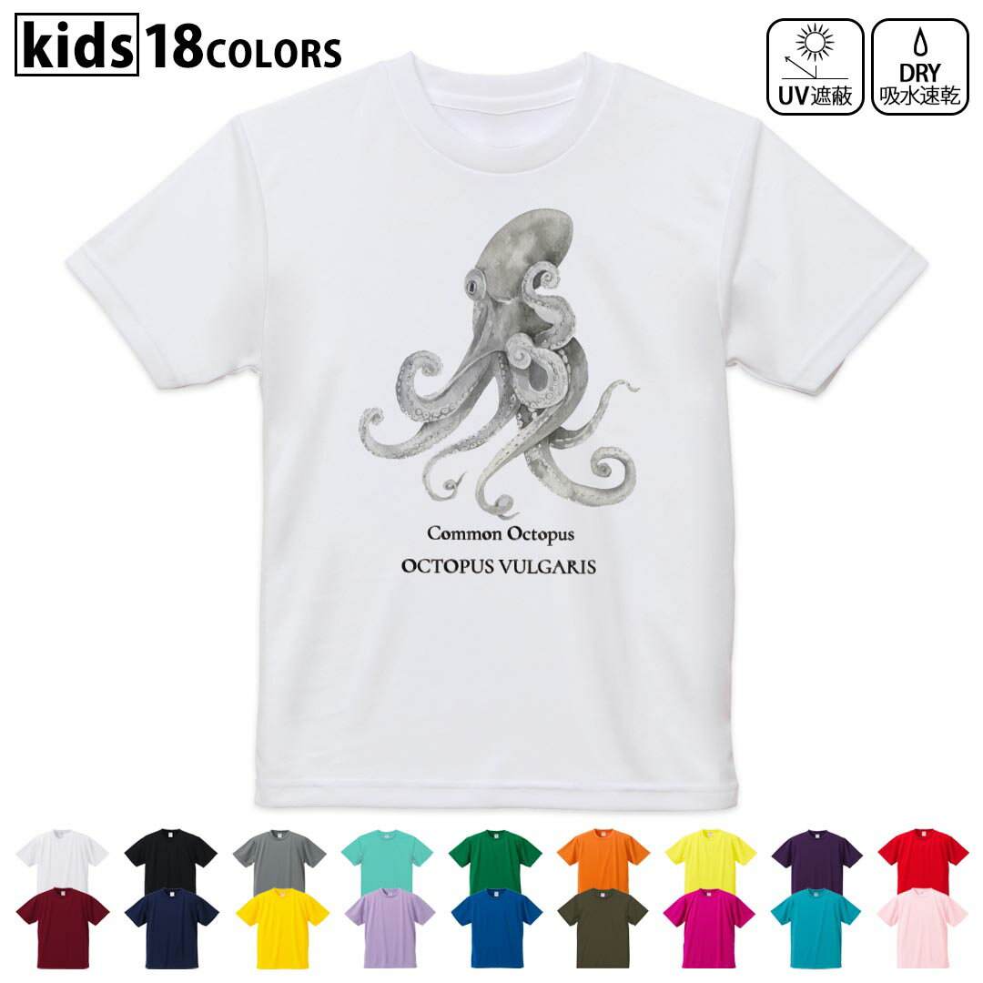 ドライTシャツ 吸水 速乾 DRY 選べる18カラー 4サイズ キッズ 半袖 デザインドライTシャツ スポーツ ゆ..