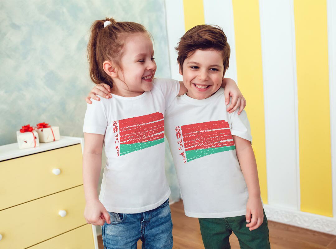 キッズ ドライTシャツ ホワイト 半袖 4.1オンス トレーニング スポーツ ジム 運動会 ドライアスレチック UVカット 紫外線遮蔽 吸水速乾 120 130 140 150 160 018395 belarus ベラルーシ 2