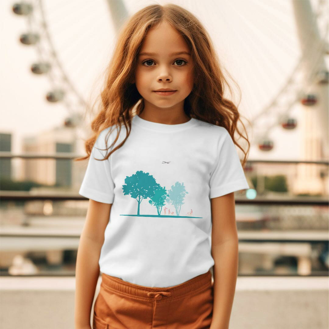 キッズ ドライTシャツ ホワイト 半袖 4.1オンス トレーニング スポーツ ジム 運動会 ドライアスレチック UVカット 紫外線遮蔽 吸水速乾 120 130 140 150 160 013623 木　人　飛行機