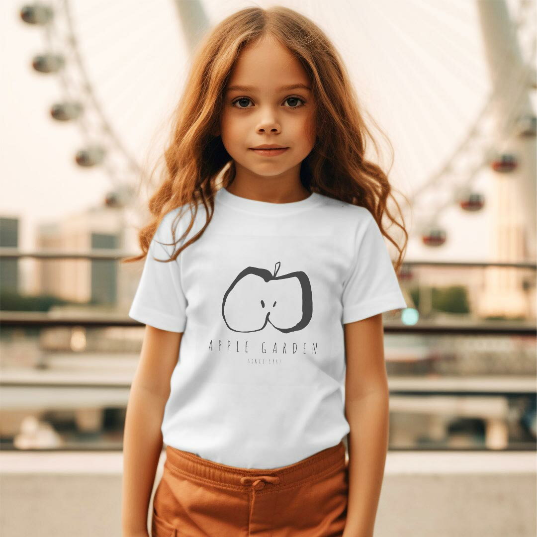 キッズ ドライTシャツ ホワイト 半袖 4.1オンス トレーニング スポーツ ジム 運動会 ドライアスレチック UVカット 紫外線遮蔽 吸水速乾 120 130 140 150 160 015729 りんご　果実　食べ物