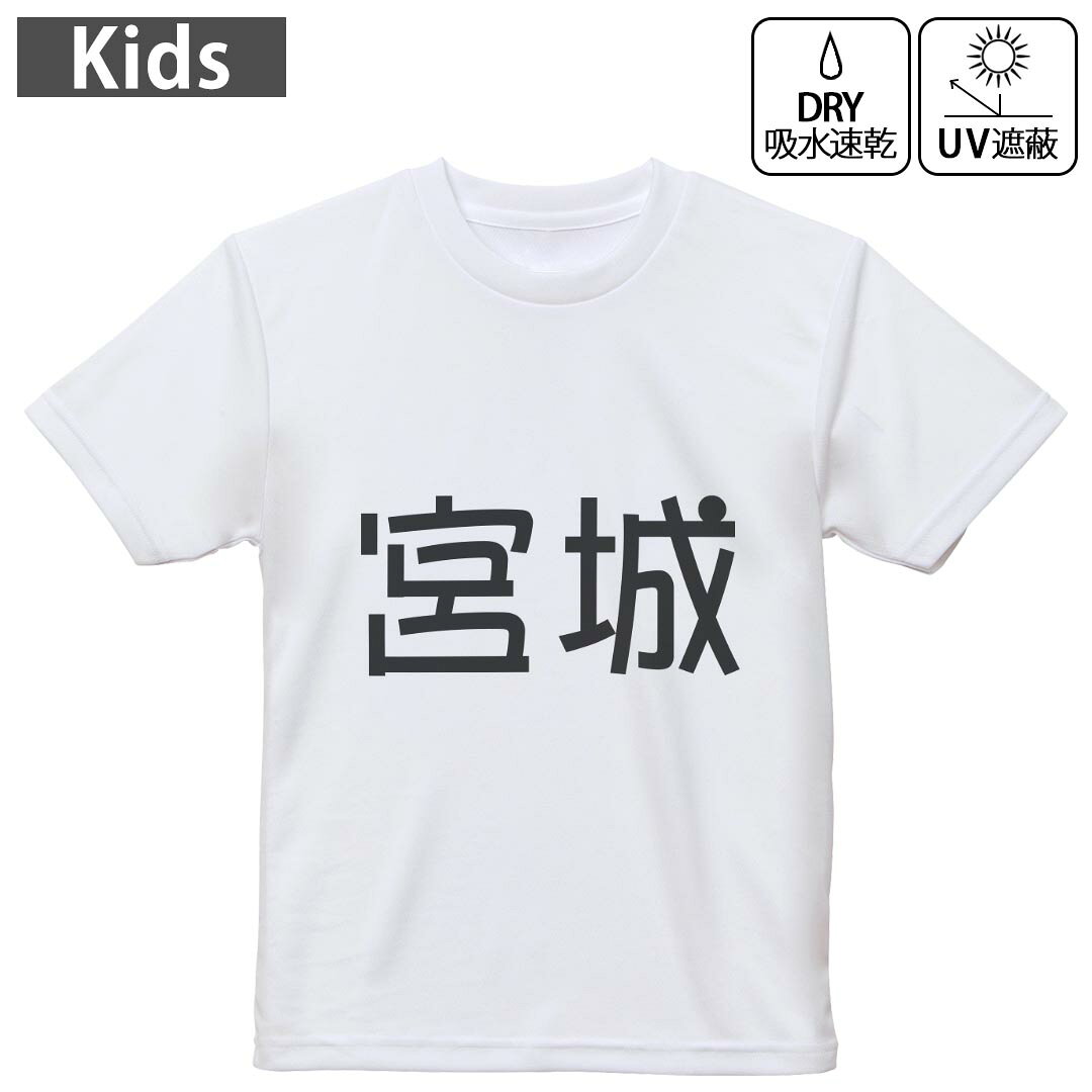 キッズ ドライTシャツ ホワイト 半袖 4.1オンス トレーニング スポーツ ジム 運動会 ドライアスレチック UVカット 紫外線遮蔽 吸水速乾 120 130 140 150 160 021811 苗字 名前 宮城
