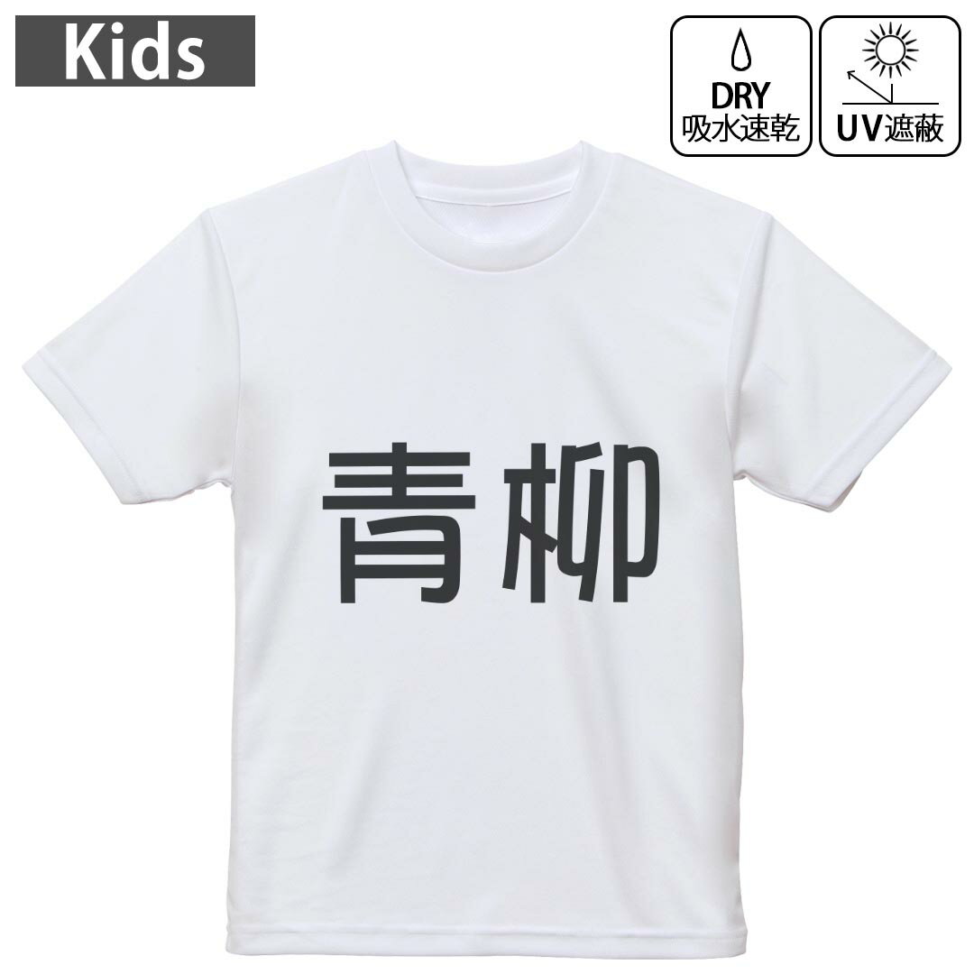 キッズ ドライTシャツ ホワイト 半袖 4.1オンス トレーニング スポーツ ジム 運動会 ドライアスレチック UVカット 紫外線遮蔽 吸水速乾 120 130 140 150 160 021844 苗字 名前 青柳