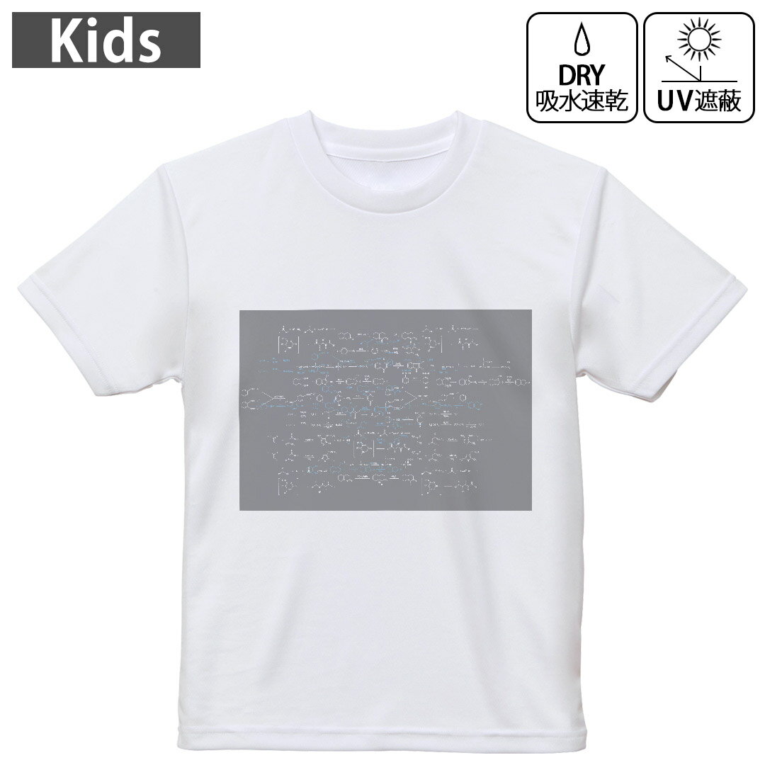 キッズ ドライTシャツ ホワイト 半袖 4.1オンス トレーニング スポーツ ジム 運動会 ドライアスレチック UVカット 紫外線遮蔽 吸水速乾 120 130 140 150 160 017701 化学式　 Chemical formula　化学式