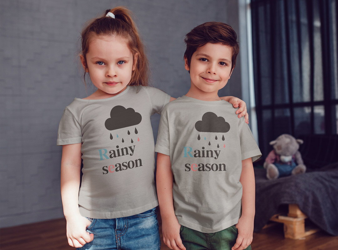 選べる20カラー tシャツ キッズ 半袖 カラー デザイン 90 100 110 120 130 140 150 160 Tシャツ ティーシャツ T shirt 017799 梅雨　雲　風船　rainy　season