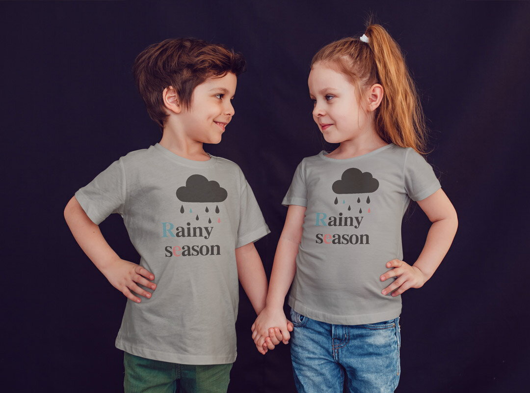 選べる20カラー tシャツ キッズ 半袖 カラー デザイン 90 100 110 120 130 140 150 160 Tシャツ ティーシャツ T shirt 017799 梅雨　雲　風船　rainy　season