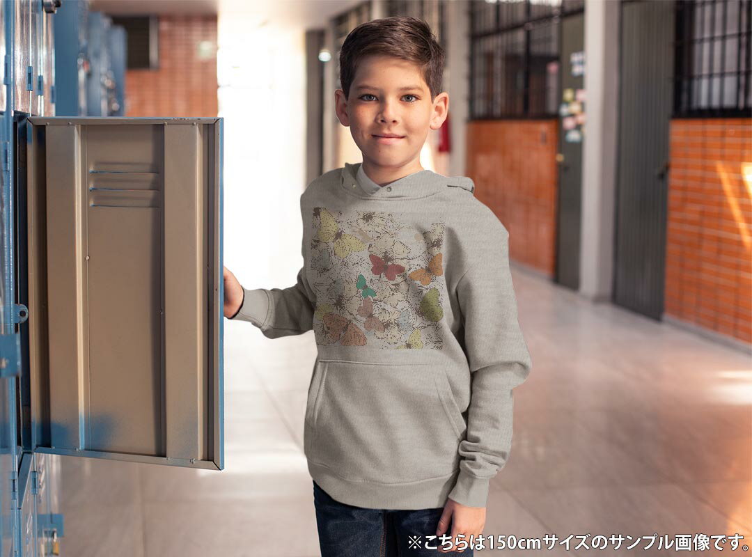 パーカー キッズ ホワイト グレー ブラック デザイン 110 130 150 parker hooded sweatshirt フーディ 白　黒　灰色 子供 男の子 女の子 003610 蝶　花　カラフル