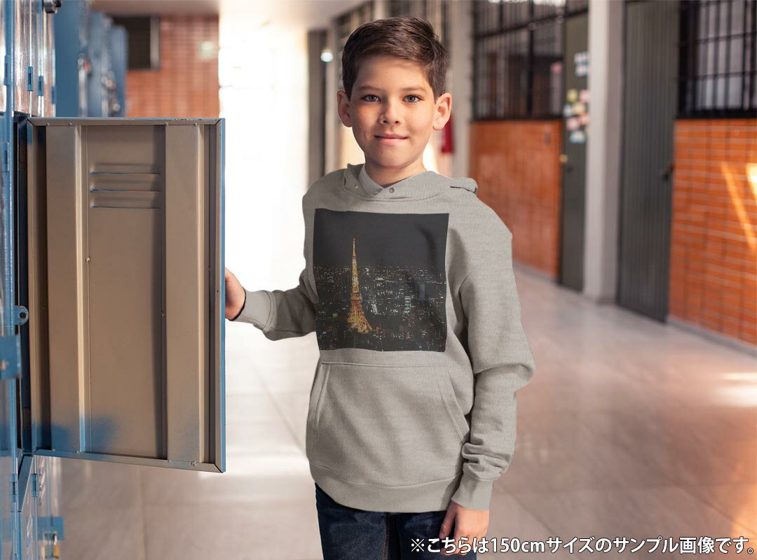 パーカー キッズ ホワイト グレー ブラック デザイン 110 130 150 parker hooded sweatshirt フーディ 白　黒　灰色 子供 男の子 女の子 010228 風景　夜景　写真