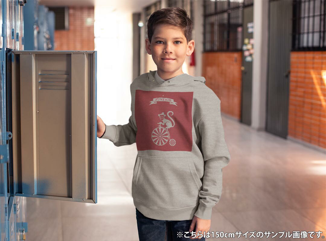 パーカー キッズ ホワイト グレー ブラック デザイン 110 130 150 parker hooded sweatshirt フーディ 白　黒　灰色 子供 男の子 女の子 010846 サーカス　猿　動物 3