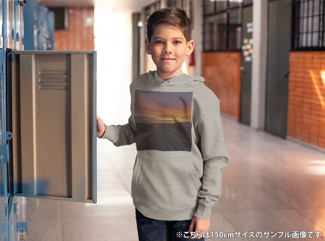 パーカー キッズ ホワイト グレー ブラック デザイン 110 130 150 parker hooded sweatshirt フーディ 白　黒　灰色 子供 男の子 女の子 014962 風景　自然　背景　夜空　夕日