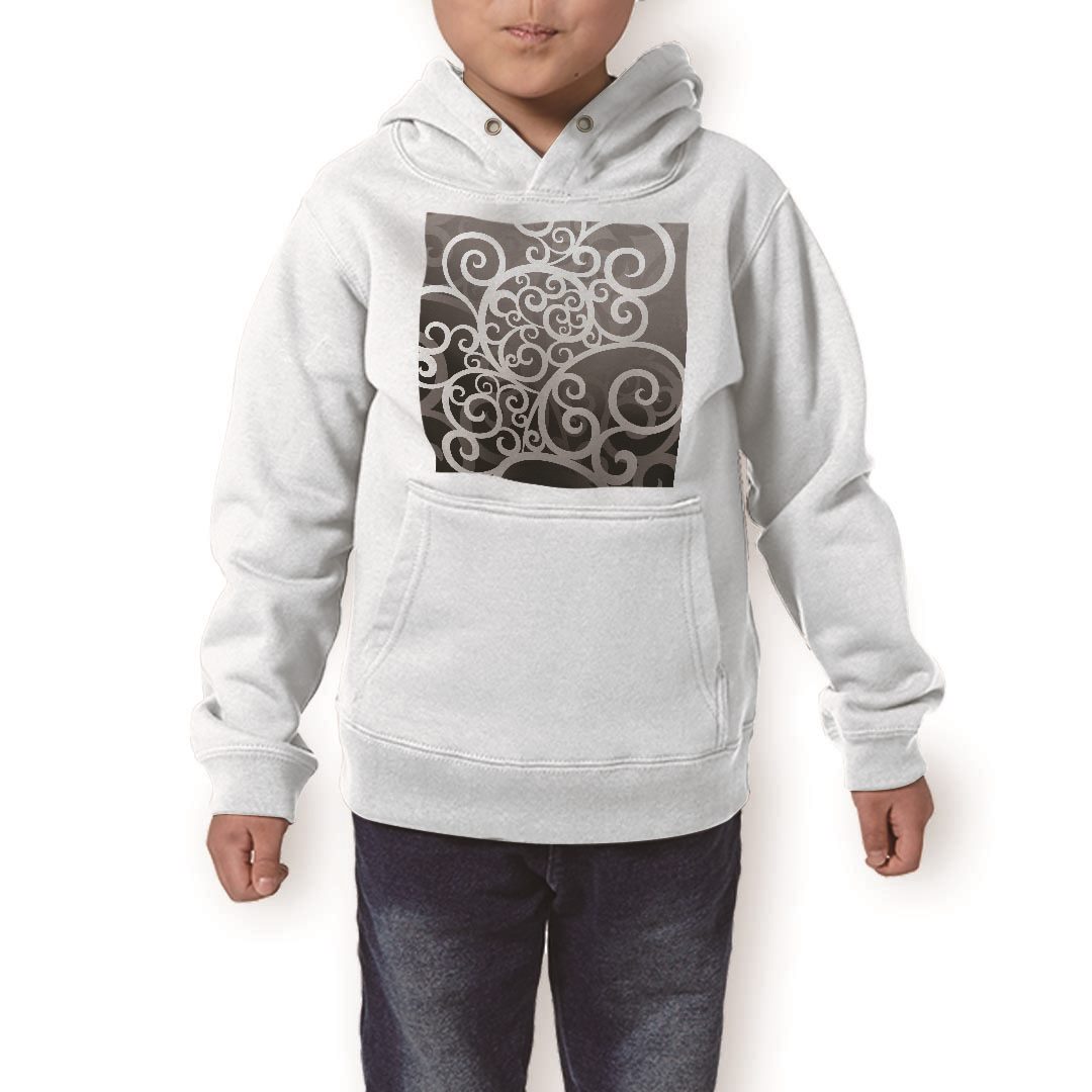 パーカー キッズ ホワイト グレー ブラック デザイン 110 130 150 parker hooded sweatshirt フーディ 白 黒 灰色 子供 男の子 女の子 000078 唐草 黒 グラデーション