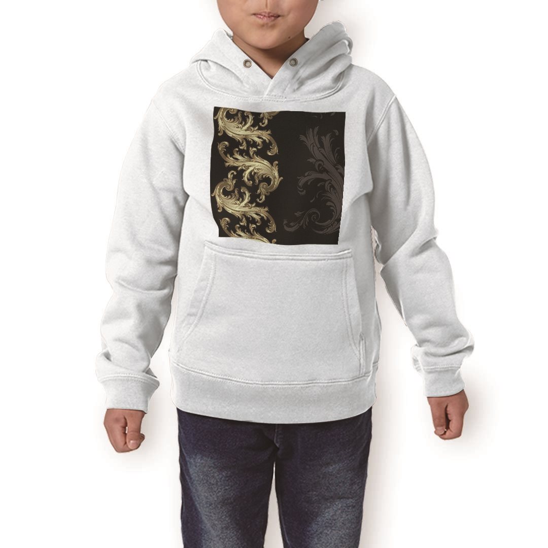 パーカー キッズ ホワイト グレー ブラック デザイン 110 130 150 parker hooded sweatshirt フーディ 白　黒　灰色 子供 男の子 女の子 000385 ペイズリー　ダマスク　花