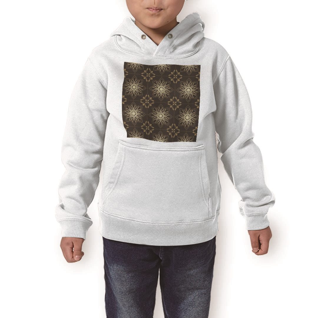 パーカー キッズ ホワイト グレー ブラック デザイン 110 130 150 parker hooded sweatshirt フーディ 白　黒　灰色 子供 男の子 女の子 000395 ペイズリー　ダマスク　花