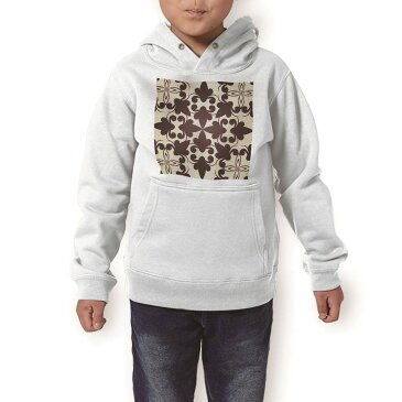 パーカー キッズ ホワイト グレー ブラック デザイン 110 130 150 parker hooded sweatshirt フーディ 白　黒　灰色 子供 男の子 女の子 000399 ペイズリー　ダマスク　花