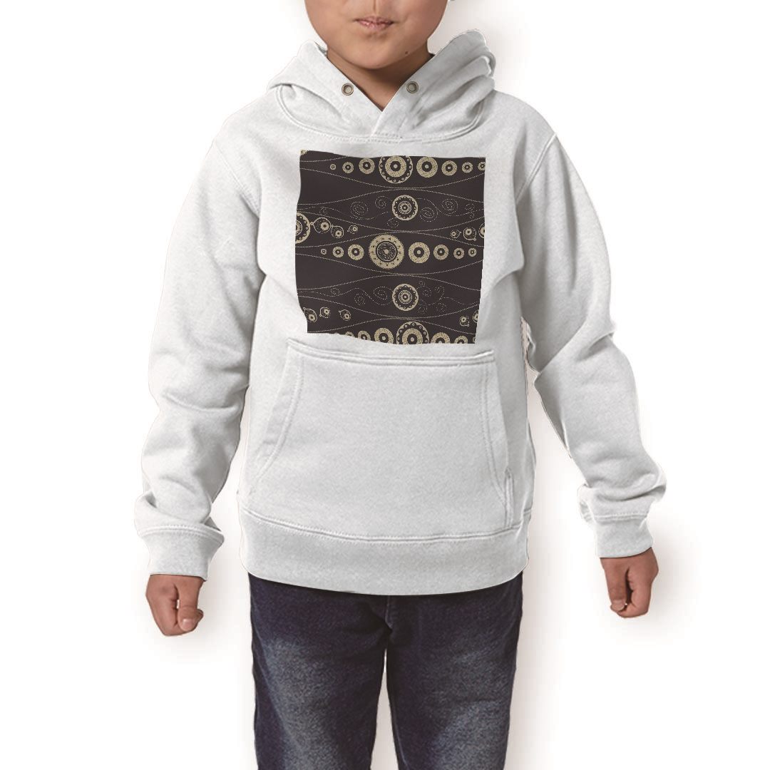 パーカー キッズ ホワイト グレー ブラック デザイン 110 130 150 parker hooded sweatshirt フーディ 白　黒　灰色 子供 男の子 女の子 000405 ペイズリー　ダマスク　花