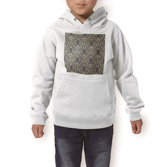 パーカー キッズ ホワイト グレー ブラック デザイン 110 130 150 parker hooded sweatshirt フーディ 白　黒　灰色 子供 男の子 女の子 000413 ペイズリー　ダマスク　花